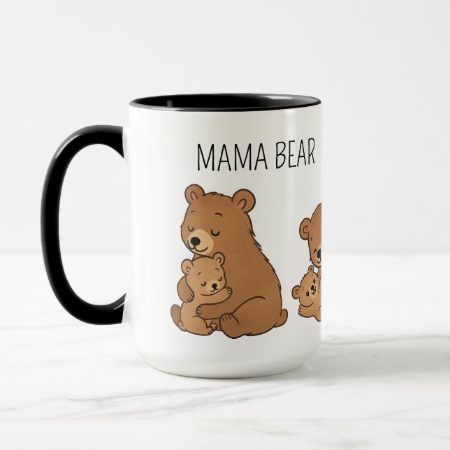 Taza Custom Cute Hand Drawn Mama Bear Baby Bear Coffee  (Izquierda)