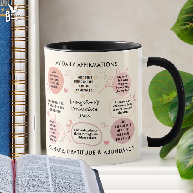Taza Custom Daily Affirmations Christian Bible Verse (Personalized affirmation mug with inspirational Christian quotes. Ideal all-year gift for Christians)