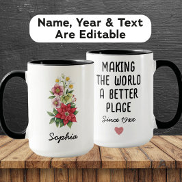 Taza Custom December Birth Flower - Personalized Name