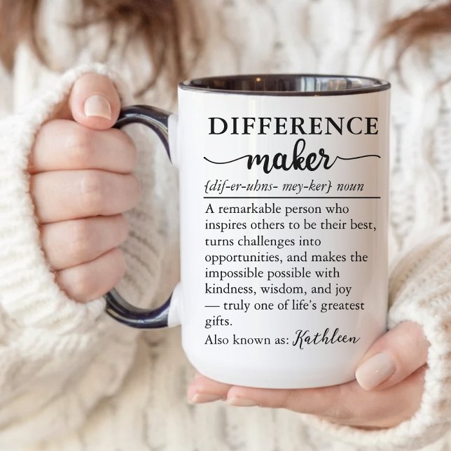 Taza Custom “Difference Marker” Mug for Teacher or Boss (Custom Thank You Gift for Mentors, Teachers, Leaders & Bosses, Farewell Appreciation Gift Mug, )