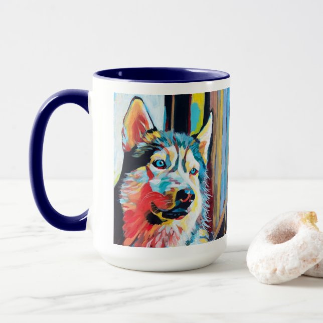 Taza Custom Dog Portrait Painting - Forever Loved Pet (Con donut)