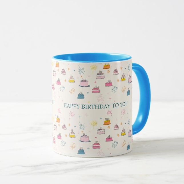 Taza Custom Floating Cakes & Fireworks – Birthday (Anverso derecho)