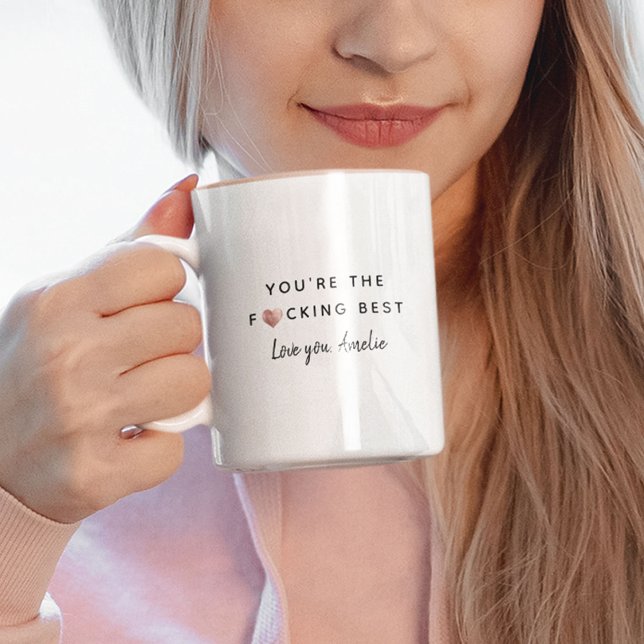 Taza Custom Fun Cute You're the BEST Rose Gold Heart (Subido por el creador)