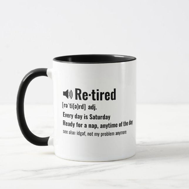 Taza Custom Funny Retirement Definition Mug  (Izquierda)