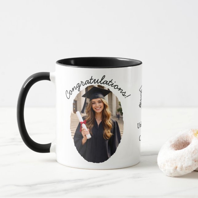 Taza Custom Graduation Photo Mug Congratulations (Con donut)