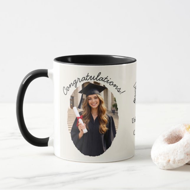 Taza Custom Graduation Photo Mug Congratulations (Con donut)