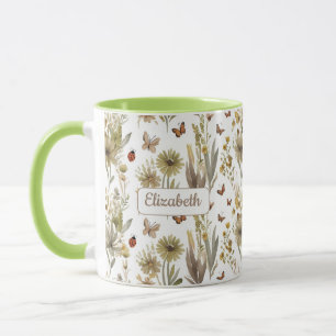 Taza Custom Green Floral Nature-Inspired Gift for Her