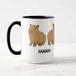 Taza Custom Hand Drawn Cute Capybara Coffee