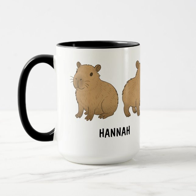 Taza Custom Hand Drawn Cute Capybara Coffee (Izquierda)