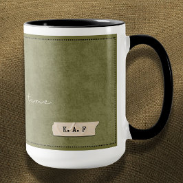 Taza Custom Initial Moss Green Forest Storyteller Mug