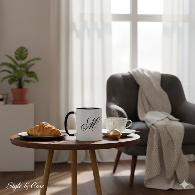 Taza Custom Initials Elegant Monogram Coffee Mug (Custom Initials Elegant Monogram Coffee Mug)