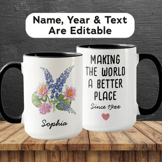 Taza Custom July Birth Flower - Personalized Name (Subido por el creador)