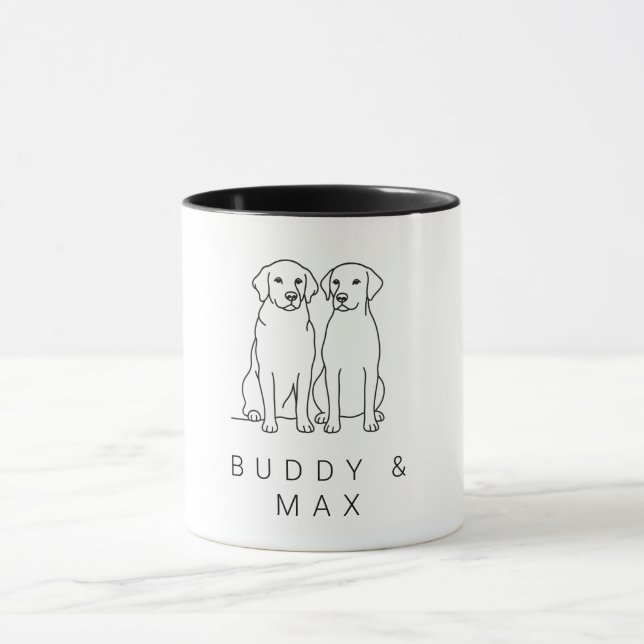 Taza Custom Name Golden Retriever & Labrador Minimalist (Centro)