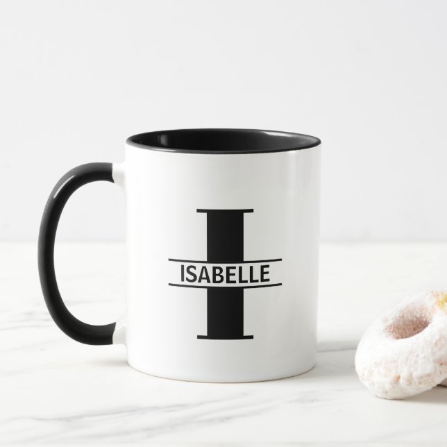 Taza Custom Name Letter 'I' Mug (Con donut)