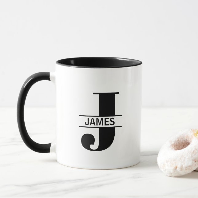 Taza Custom Name Letter 'J' Mug (Con donut)