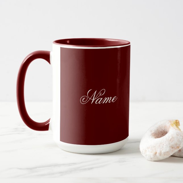 Taza Custom Name Maroon Combo Mug Personalized (Con donut)