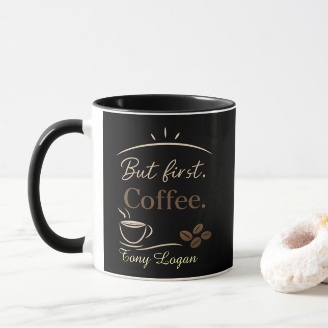 Taza Custom Name Minimalist Coffee Mug Gift (Con donut)