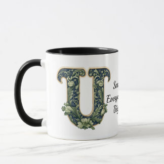 Taza Custom Name Mug with Green Leaf Monogram