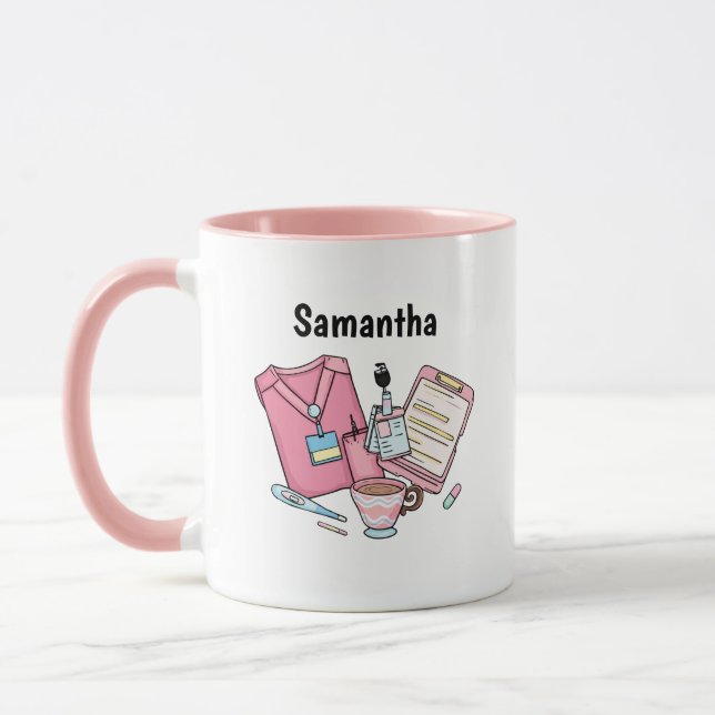 Taza Custom Name Nurse Coffee Mug Gift (Izquierda)