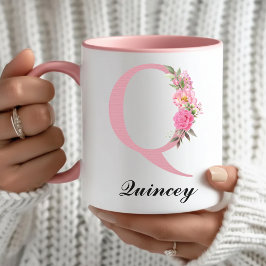 Taza Custom Name Pink Floral Mug Christmas Gift for Mom