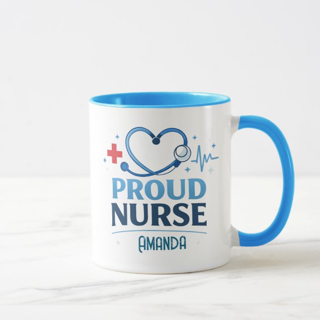 Taza Custom Name Proud Nurse Coffee Mug Gift (Derecha)