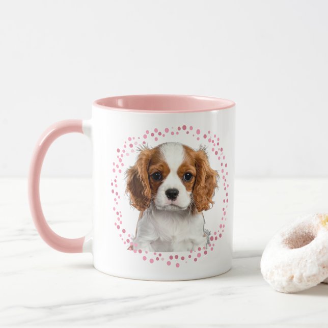 Taza Custom pastel pink cavalier mug Photo Personalized (Con donut)
