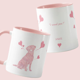 Taza Custom Pastel Pink Labrador Retriever Valentine