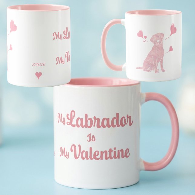 Taza Custom Pastel Pink Labrador Valentine Mug, Name (Subido por el creador)