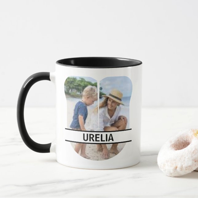 Taza Custom Photo and Name Letter 'U' (Con donut)
