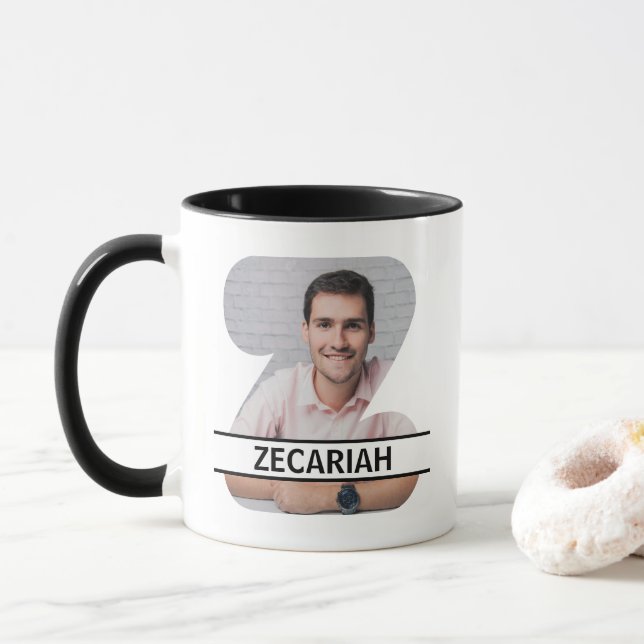 Taza Custom Photo and Name Letter 'Z' (Con donut)