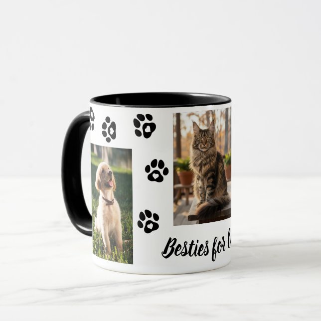 Taza Custom Photo Mug: Pet Besties for Life (Anverso izquierdo)