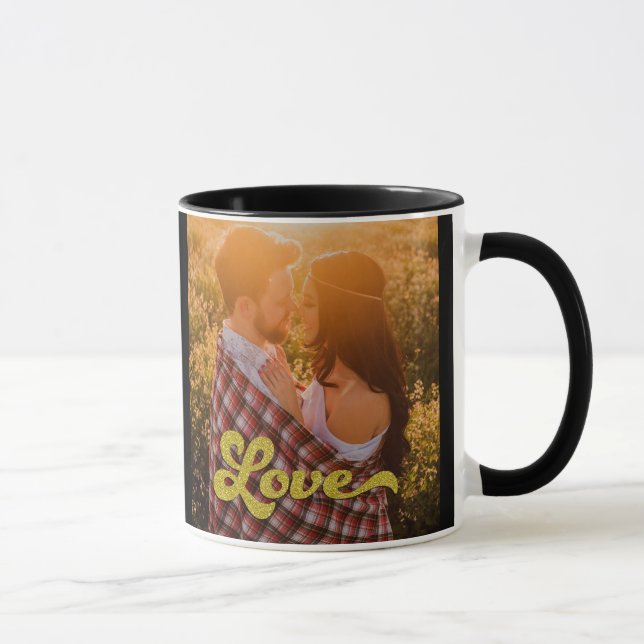 Taza Custom Photo with Gold Love Overlay (Derecha)