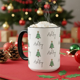 Taza Custom Pine Tree Christmas Mug for Kids & Coworker
