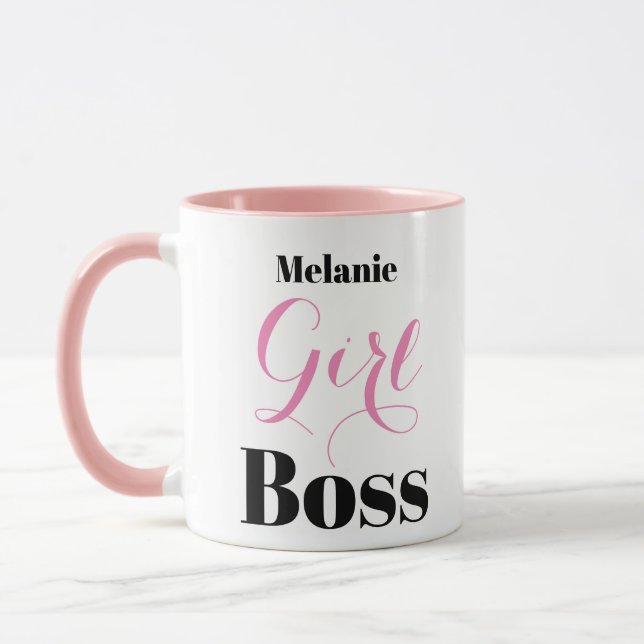 Taza Custom Pink Black Girl Boss Elegant Script  (Izquierda)