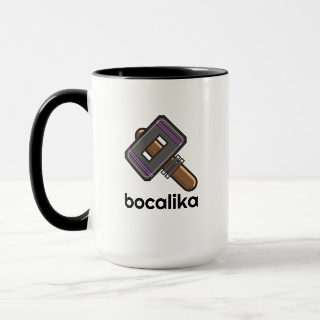 Taza Custom Pixel Hammer Logo Mug – Editable Text (Izquierda)