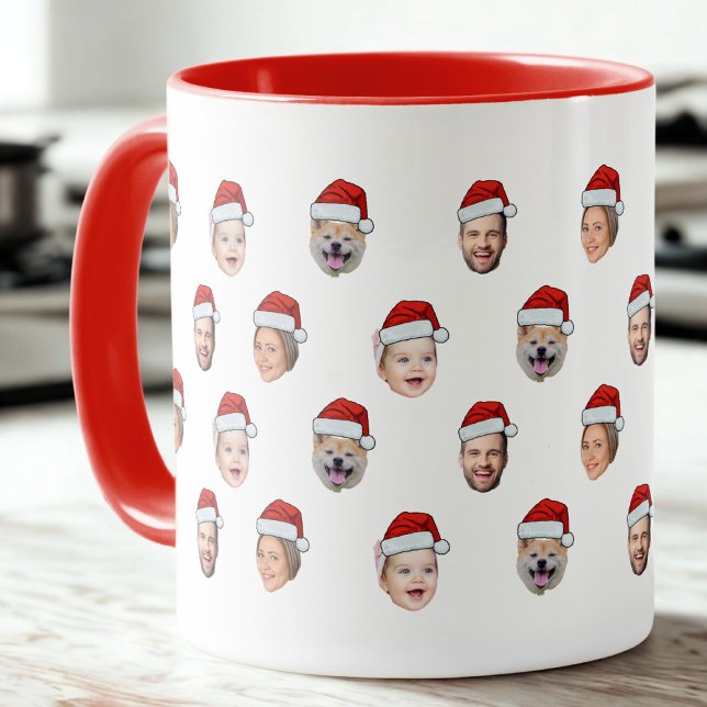Taza Custom Santa Hat Family Face 4 Photos Christmas (Subido por el creador)