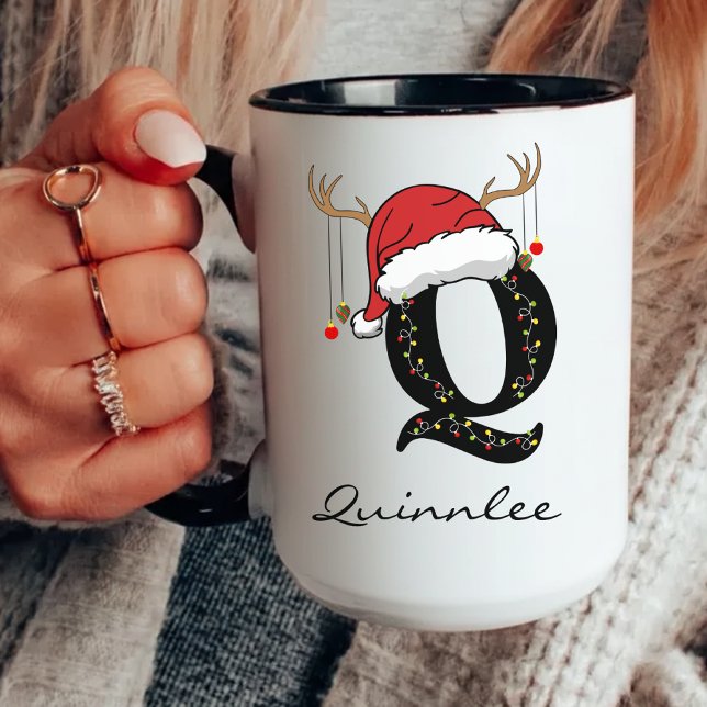 Taza Custom Santa Monogram Coffee Mug for Coworkers (Santa Claus mug, holiday coffee mug, Christmas gift for mom, Christmas gift for dad, xmas mug,)