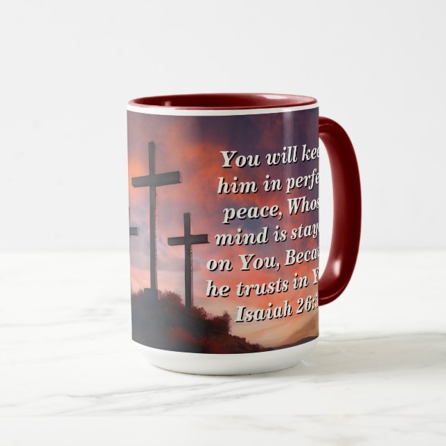 Taza Custom Scripture Faith Coffee Mug Isaiah 26:3 (Anverso derecho)