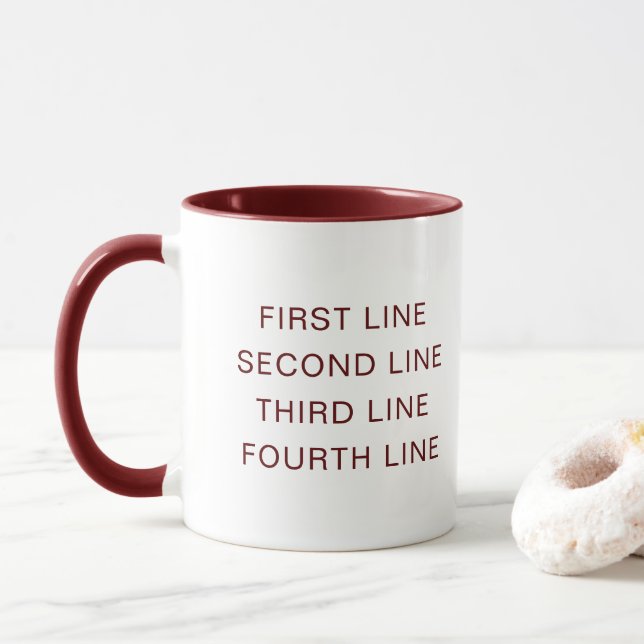 Taza Custom Text Personalized Maroon 11 oz Combo (Con donut)