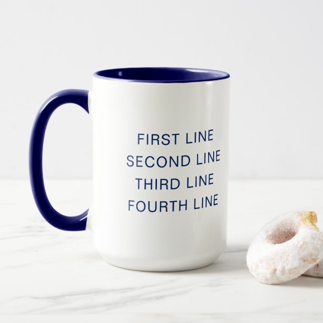 Taza Custom Text Personalized Navy 15 oz Combo (Con donut)