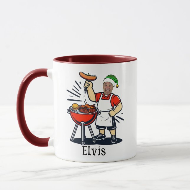 Taza Custom Uncle BBQ Chef Mug - Christmas Photo Gift (Izquierda)