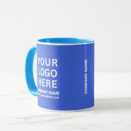 Taza Custom White Company Logo on a Business Blue