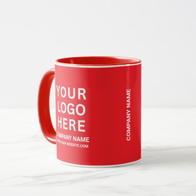 Taza Custom White Company Logo on a Business Red (Anverso izquierdo)