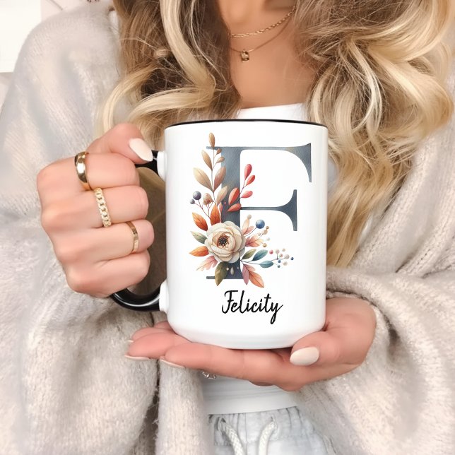 Taza Custom Wildflower Coffee Mug for Moms or Grandmas (birth month flower mug, custom floral monogram gift, custom birth flower, personalized grandma gift,)