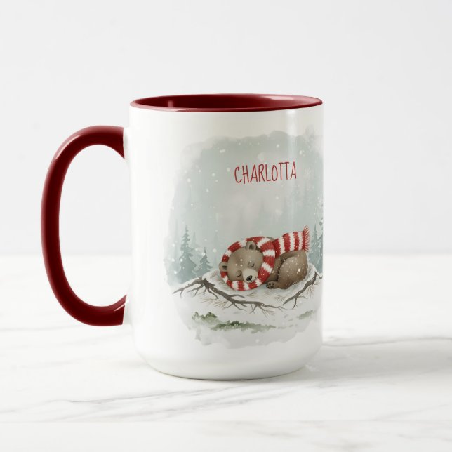 Taza Custom Winter Bear Mug – Sleeping Animal Design (Izquierda)