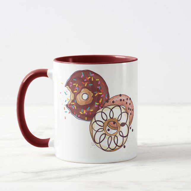 Taza Cuta acuarela Chocolate Glazado Rasplantes Donut (Izquierda)