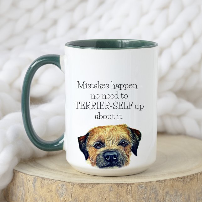 Taza Cuta acuarela divertida frontera de humor de perro (Front)