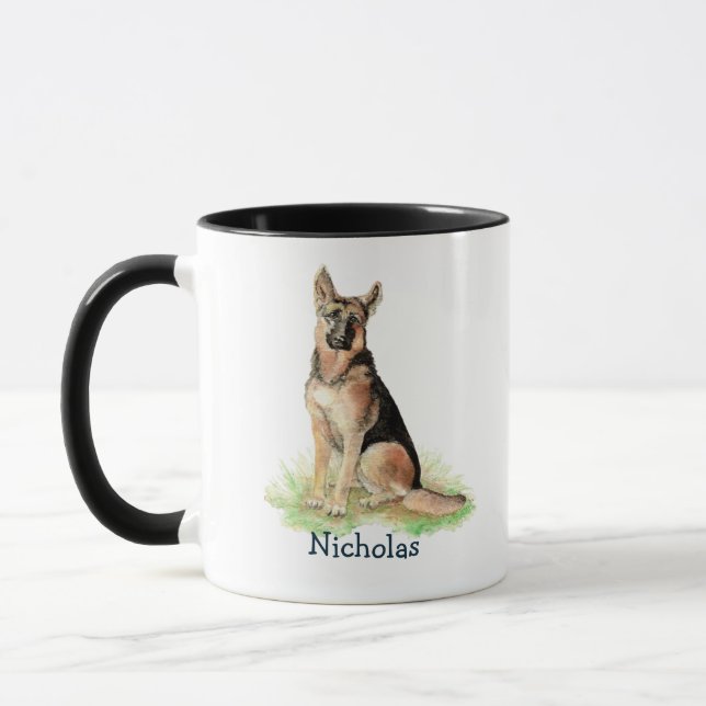 Taza Cuta acuarela Pastor Alemán Mascota de Perro Anima (Izquierda)