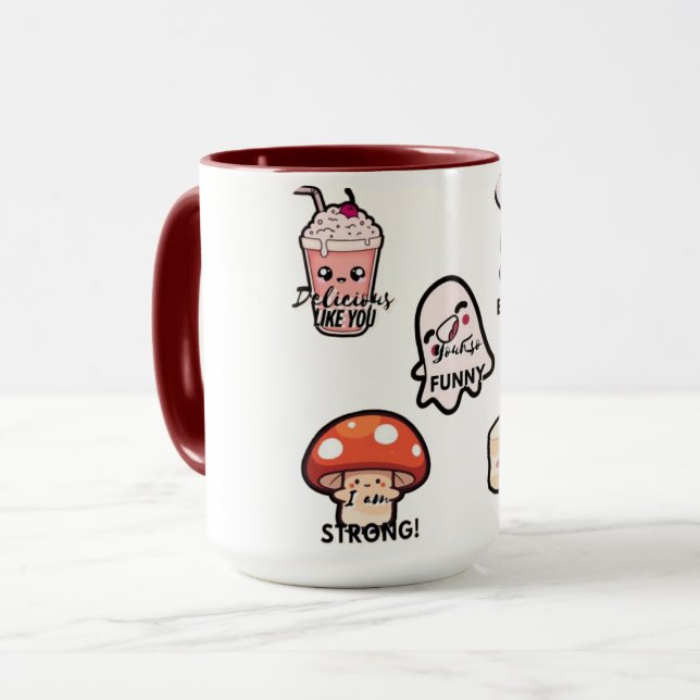 Taza Cute Aesthetic Kawaii Sticker Style Mug  (Anverso izquierdo)