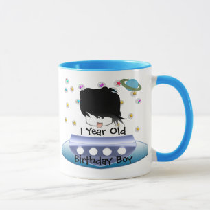 Taza Cute aliens verdes del espacio exterior con nave e